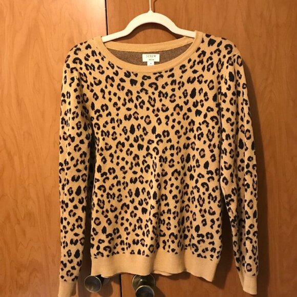 J. Crew Women's Leopard jacquard pullover sweater Khaki/Black Size XS - Picture 4 of 10